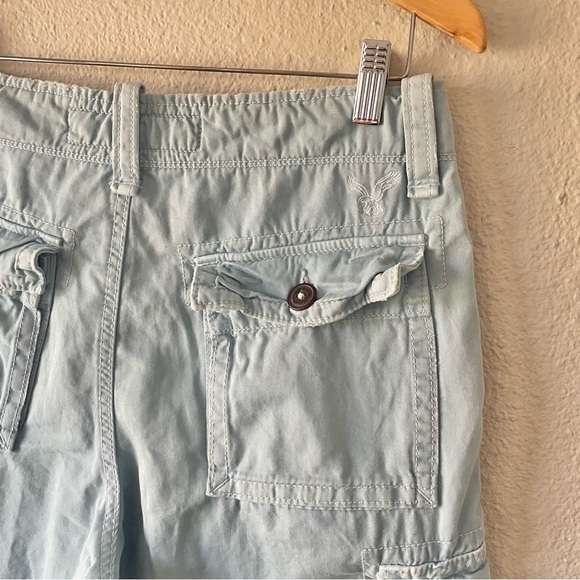 Y2K 2000s American Eagle Cargo Shorts Mens 30 Blue Preppy Paratrooper Classic - Picture 9 of 16